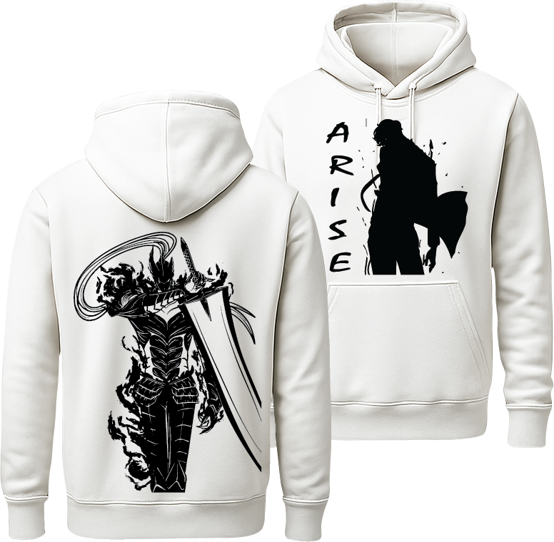 White hoodie printed sun jin woo